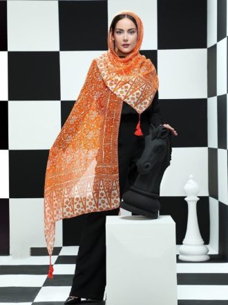 شال نخی منگوله دار مدل گلریز|مثلث شاپ